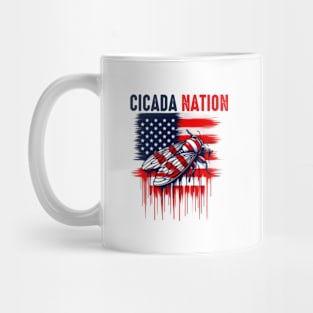 Cicada Nation Funny Cicada Invasion 2024 For 4th Of July Mug